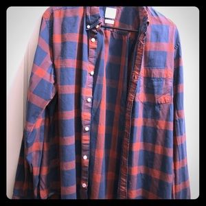 Worn once. men’s navy/burgundy button down shirt.